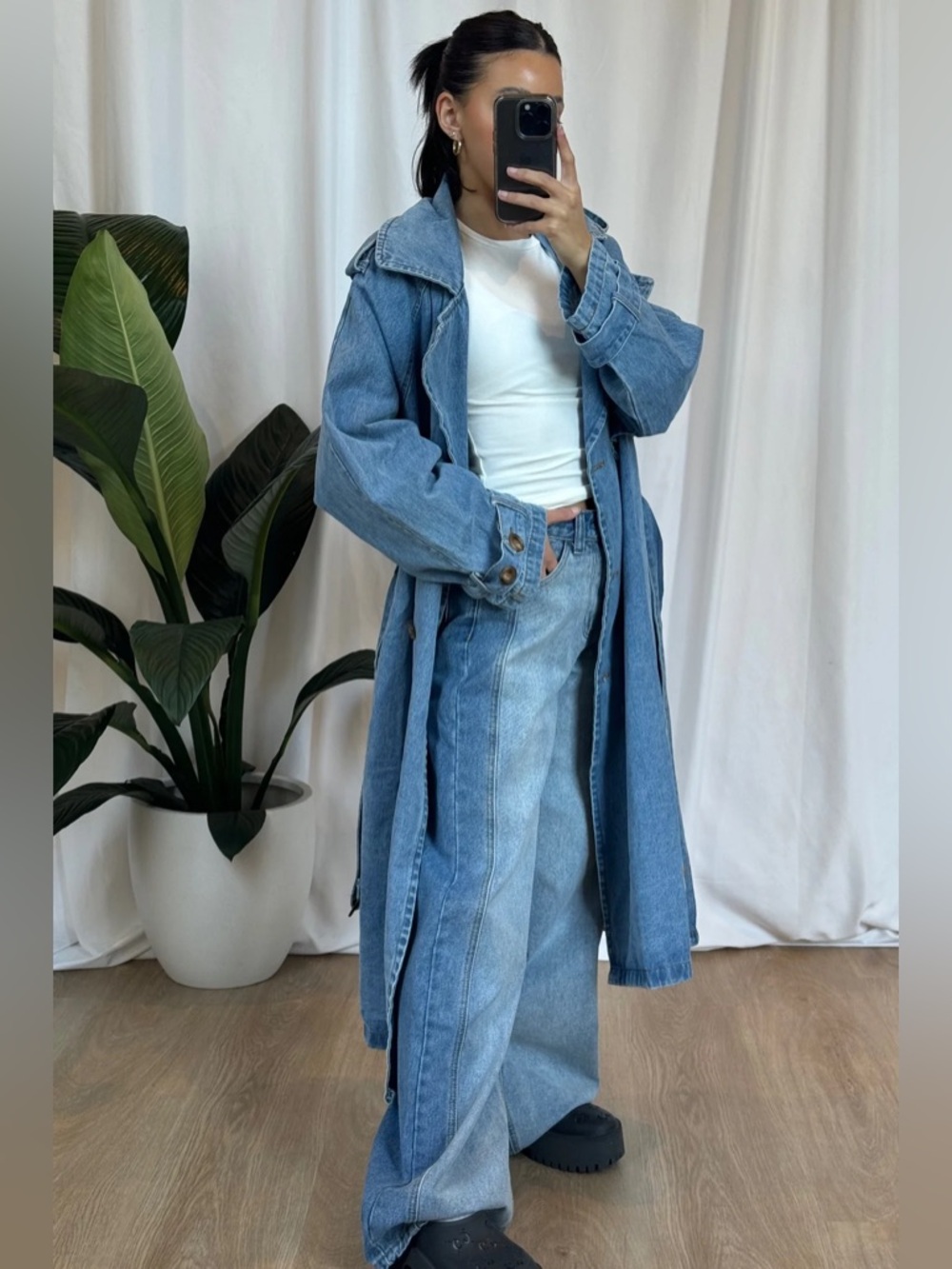 Bronze Snake Ashley Denim Trench Coat AU 6 US XS *Price Firm*